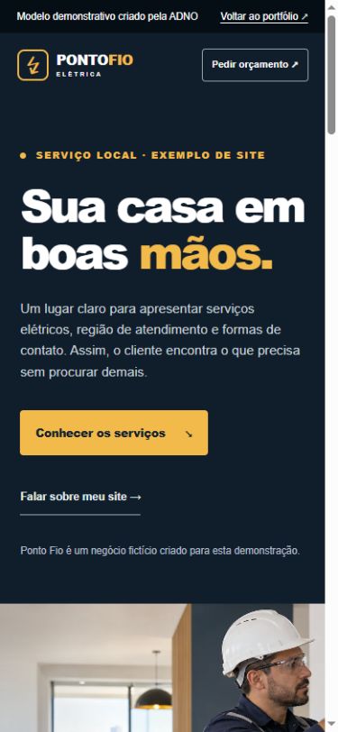 Prévia real da versão de celular do modelo de eletricista