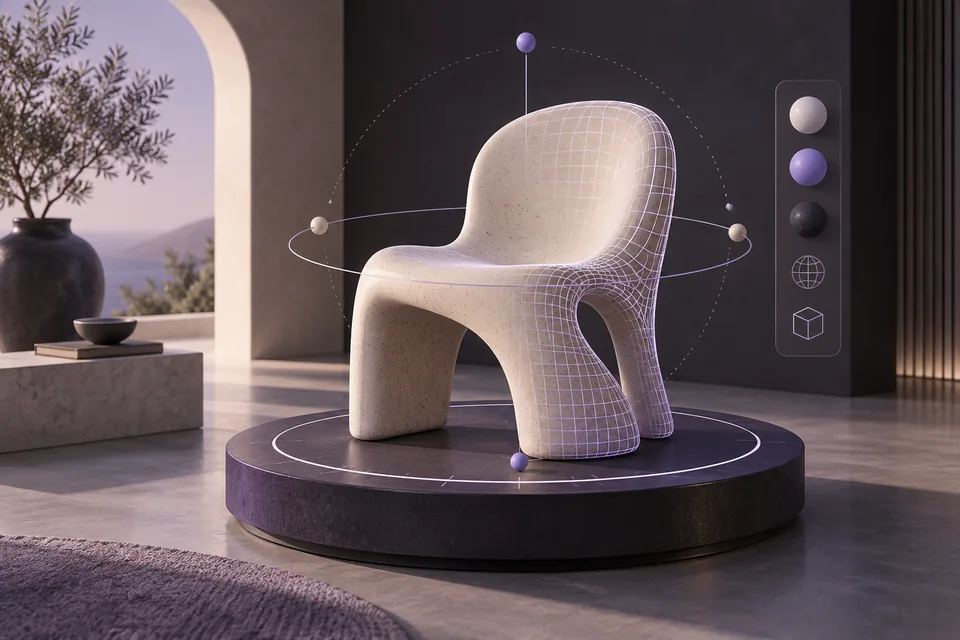 Ilustração conceitual: Visualizador 3D de produtos