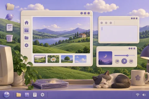 Ilustração conceitual: Interface retrô inspirada no XP